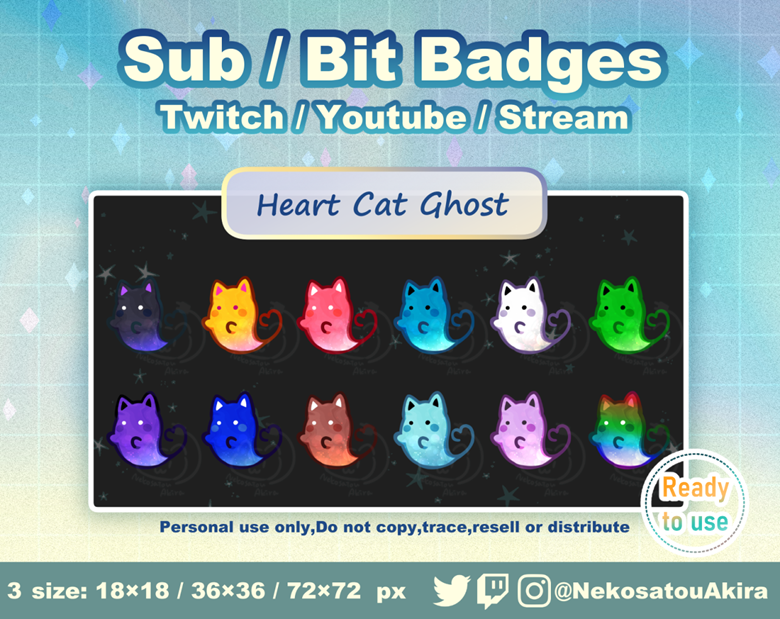 Crystal Cat Sub Badges | Twitch Sub Badges