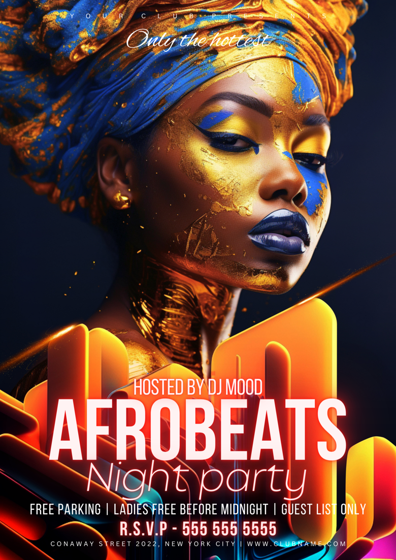 Afrobeats Party Poster For Canva Free - marcelistudio's Ko-fi Shop - Ko ...