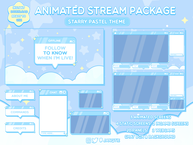 Animated Cute Blue Starry Chatbox Stream Package - Jannie 's Ko-fi Shop ...