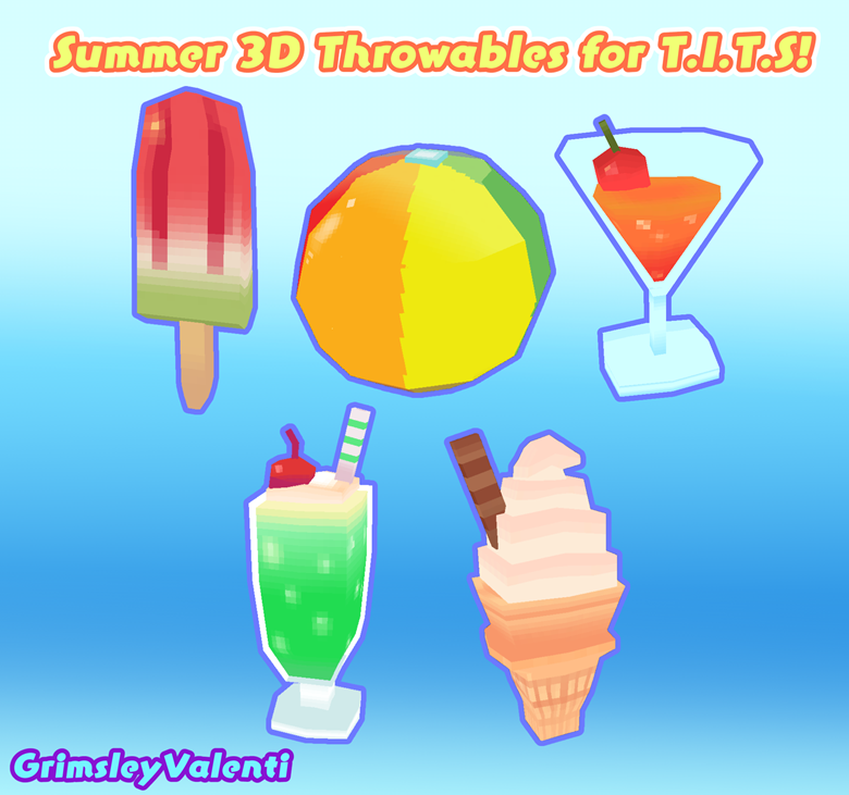 Summer 3D Throwables for T.I.T.S! - kieran's Ko-fi Shop - Ko-fi ❤️ Where creators  get support from fans through donations, memberships, shop sales and more!  The original 'Buy Me a Coffee' Page.