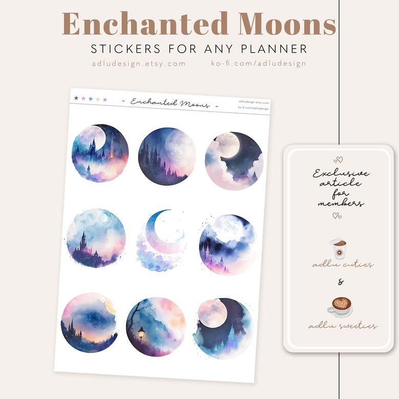 Animated GIF - Moon, Clouds & Stars - Consilina Designs's Ko-fi Shop