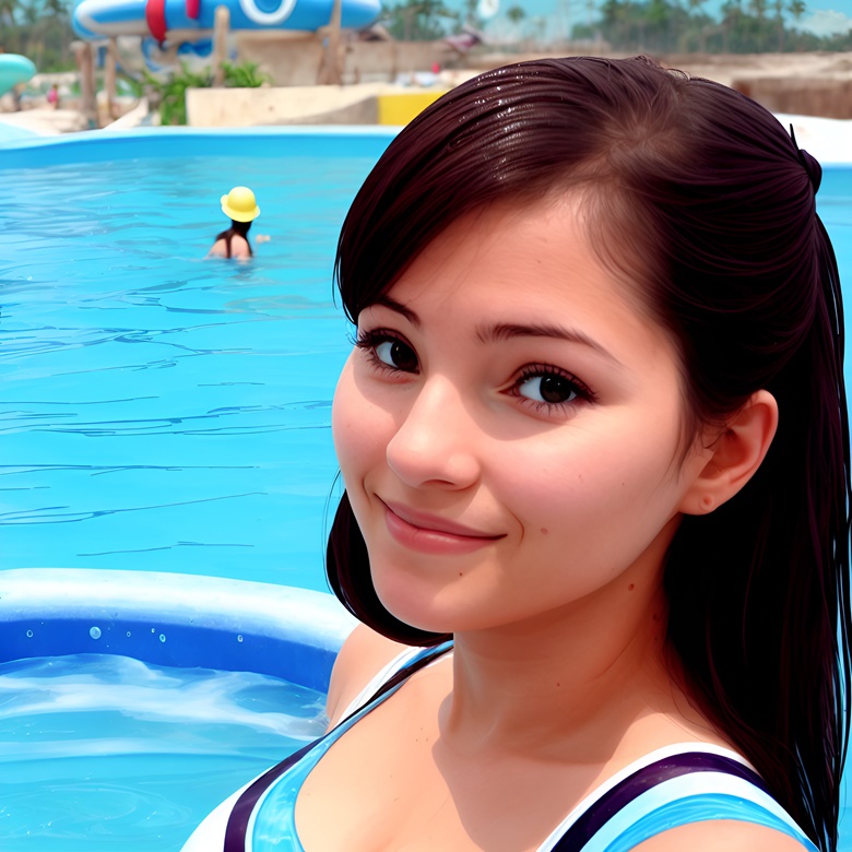 20 Realistic Photo Of Sexy Asian American Girl Using Ai At Water World