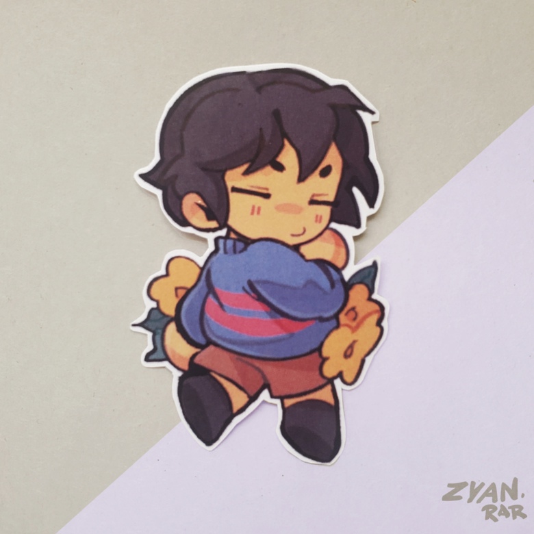 Frisk and Chara over Golden Flowers Stickers - zyan.rar's Ko-fi Shop ...