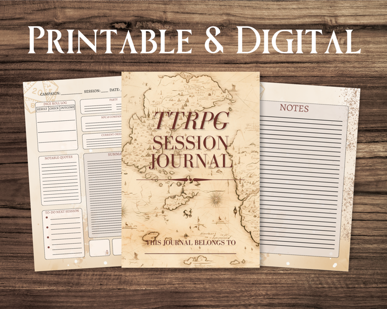 TTRPG DnD Printable Session Log Journal A5 Size - Crimson&rsquo;s Ko-fi 