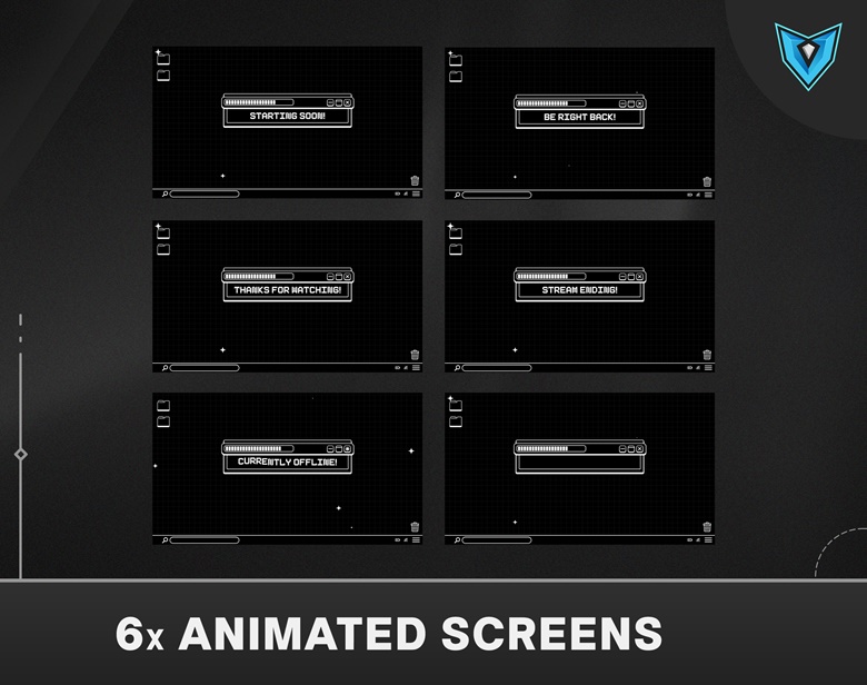 Animated Stream Package Overlay Black Pixels , Pixel Stream Pack, Pixel ...