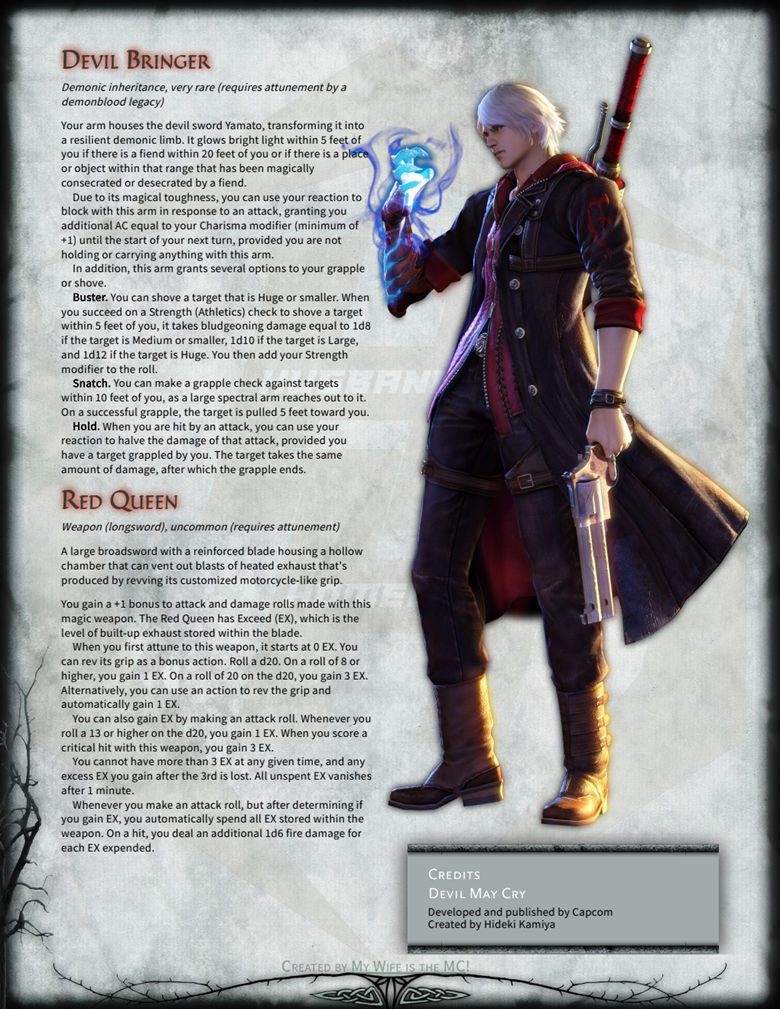 Become Devil May Cry's Dante in DnD with this homebrew class