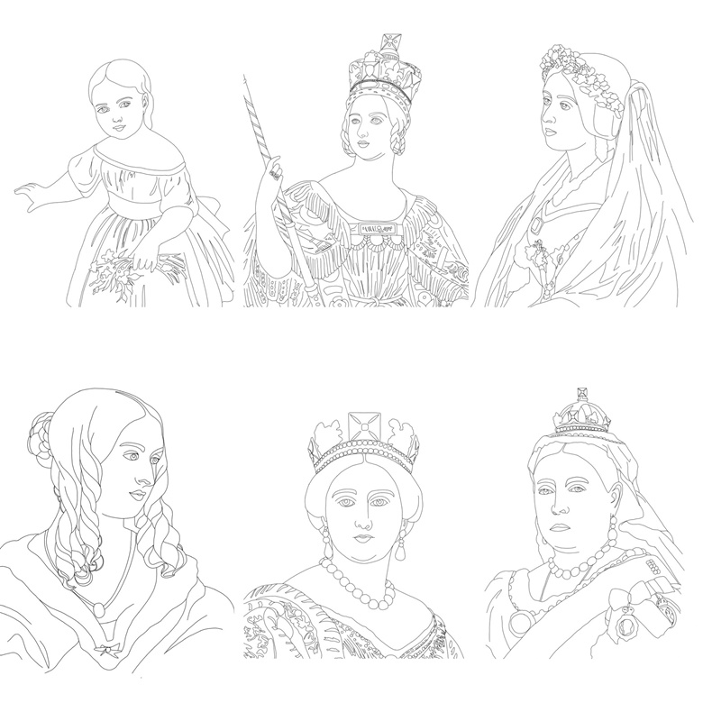 Set of 6 Queen Victoria colouring pages - Queen Victoria Roses's Ko-fi ...