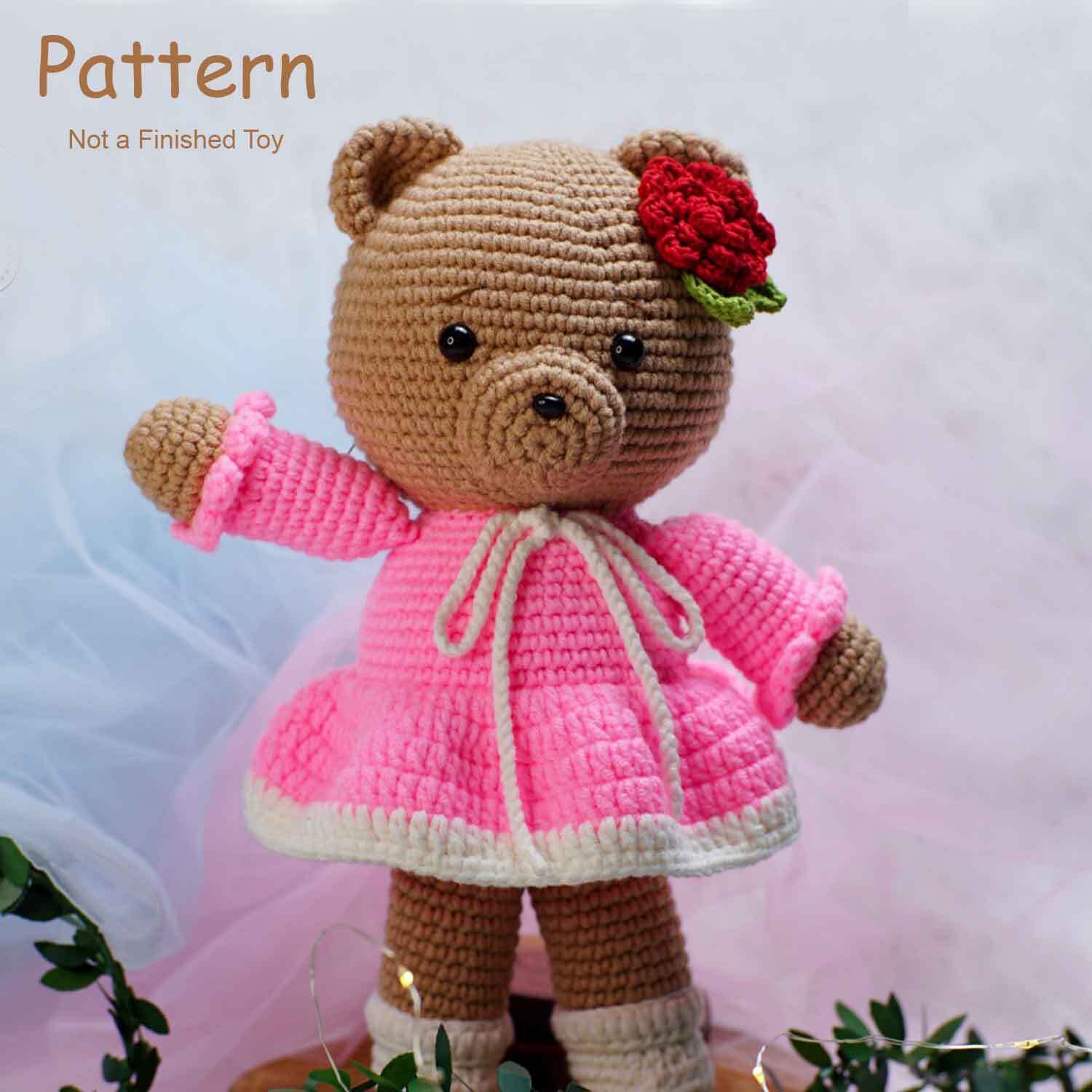 Cuddle size Bear with dress amigurumi crochet doll pattern - Lenn's ...