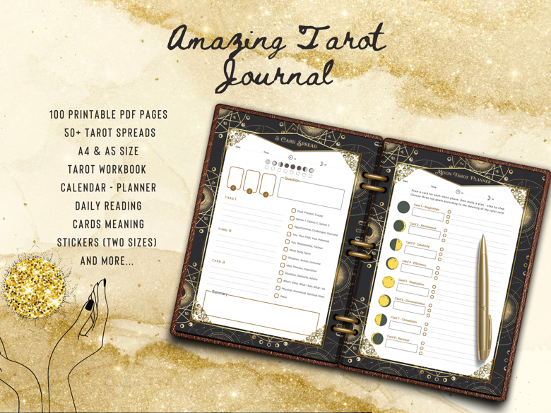 Tarot Journal With Stickers Printable, Printable Journal Pages 
