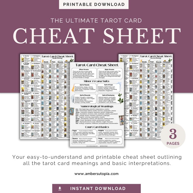 Printable Tarot Card Cheat Sheet - Infoupdate.org