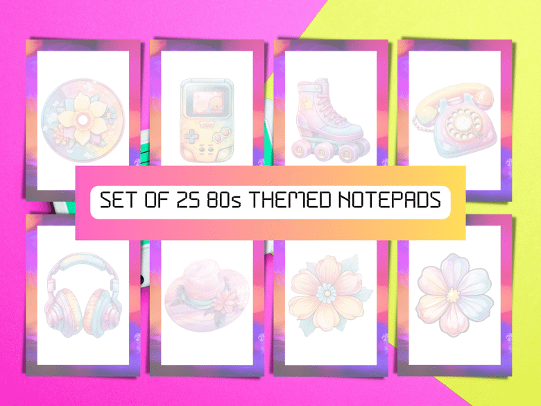 80s Retro Vibe Notepad Printables - Set of 2 Digital Downloads ...