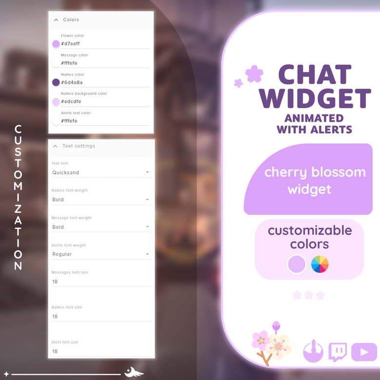 P2u Customizable Chat Widget Cherry Blossom Sakura Purple Stream