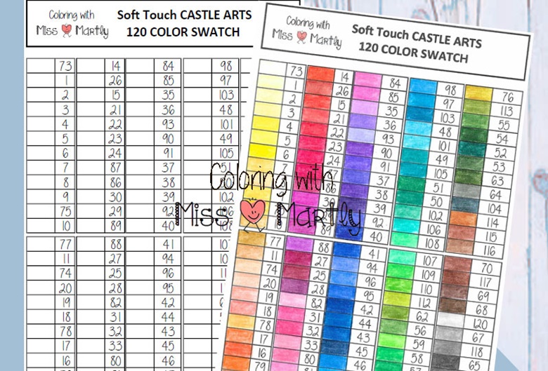 Castle Art 120 Soft Touch Colored Pencils DIY Color Swatch Book