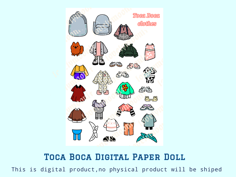 Toca Boca Paper Dolls Clothes + little dog / Toca Boca papercraft ...