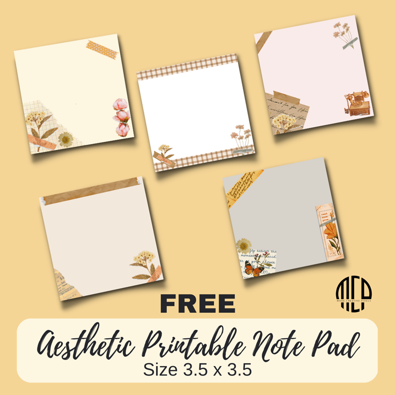 Free Printable Aesthetic Notepads - Set of 5 - More Creative Pixels's ...