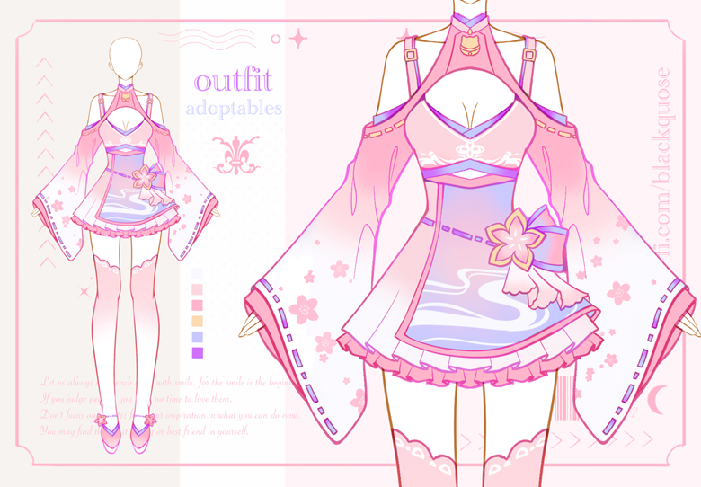 Soft Sakura Outfit Adopt - Black-Quose's Ko-fi Shop - Ko-fi ️ Where ...