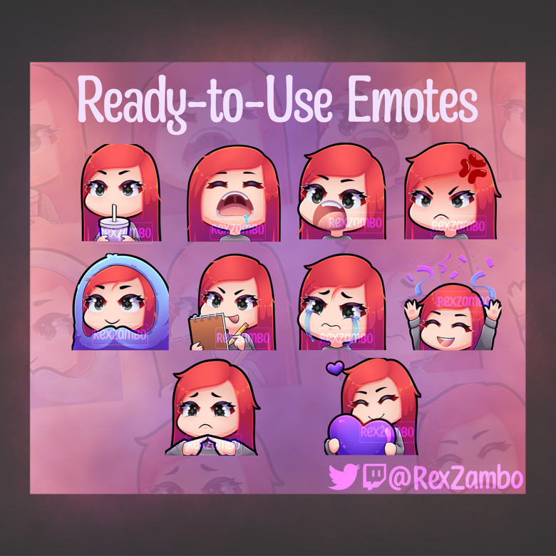 Red Haired Femme Emotes - RexZambi's Ko-fi Shop - Ko-fi ️ Where ...