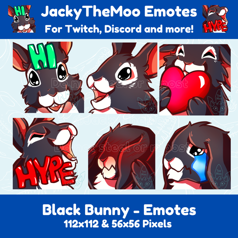 Black Bunny Emotes, Twitch Emotes, Discord Emojis