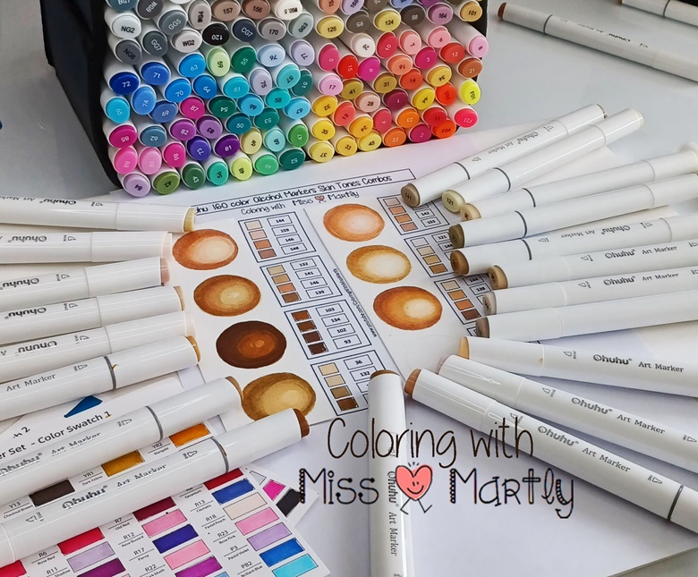 Skin & Face Tones COMBOS with OHUHU Alcohol Markers 160 Set - Coloring with  Miss Martly 's Ko-fi Shop