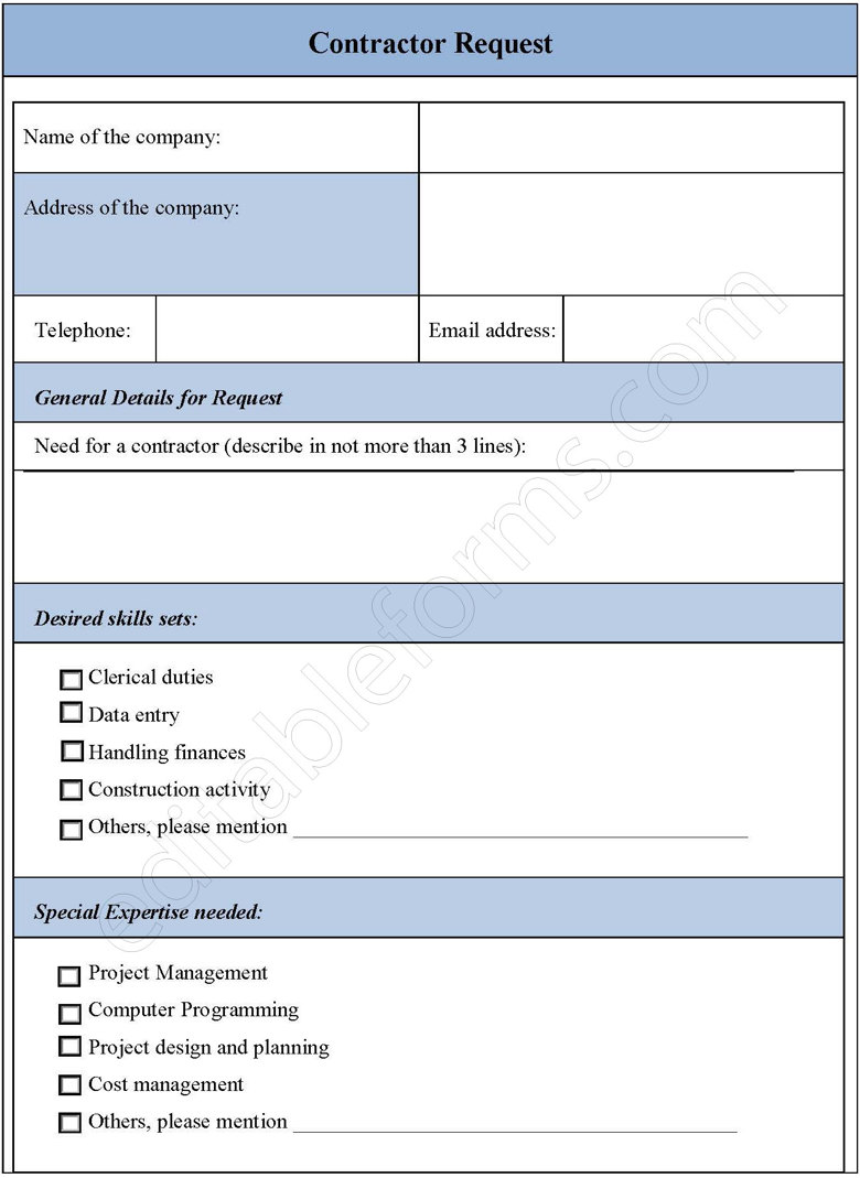 Contractor Request Fillable PDF Form - Editable Forms's Ko-fi Shop - Ko ...