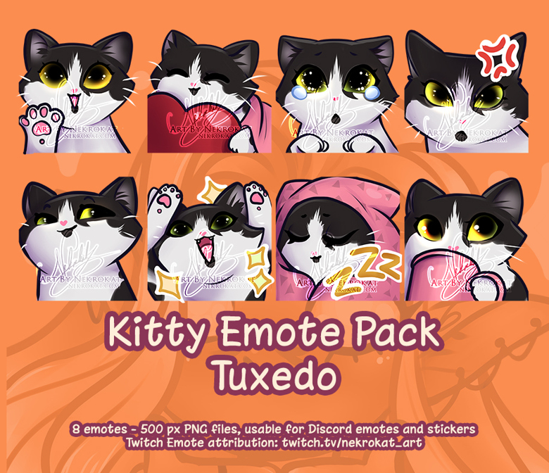 Kitty Emote pack ♡ Tuxedo - Nekrokat's Ko-fi Shop - Ko-fi ️ Where ...