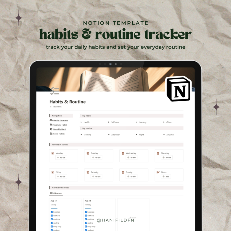 Habits & Routine Tracker - Hani | Notion Template Creator's Ko-fi Shop ...