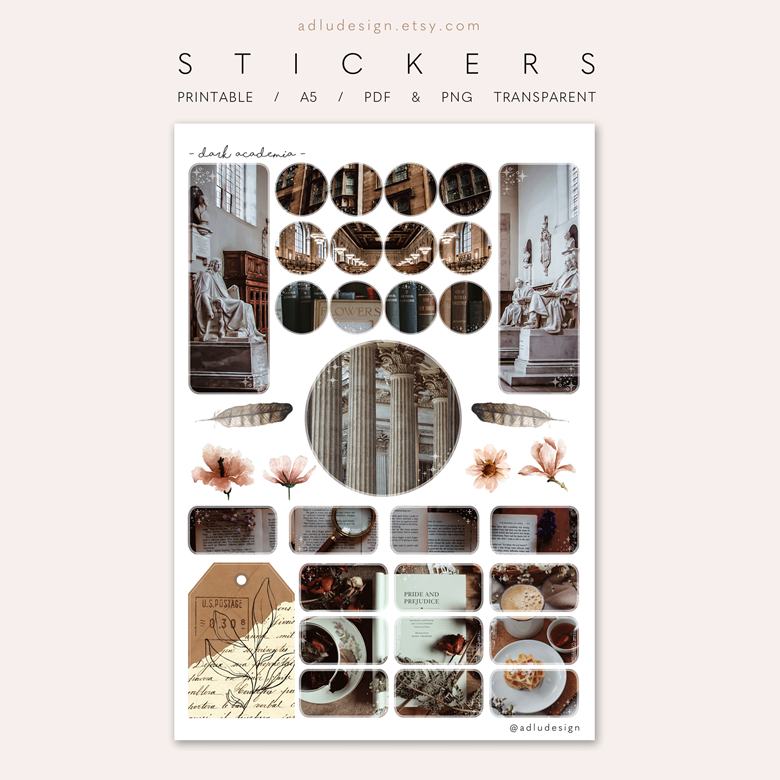 Dark Academia Sticker Pack Sticker for Sale by ktester