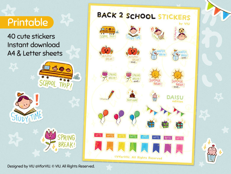 Cute School Stickers Back to School Stickers School 