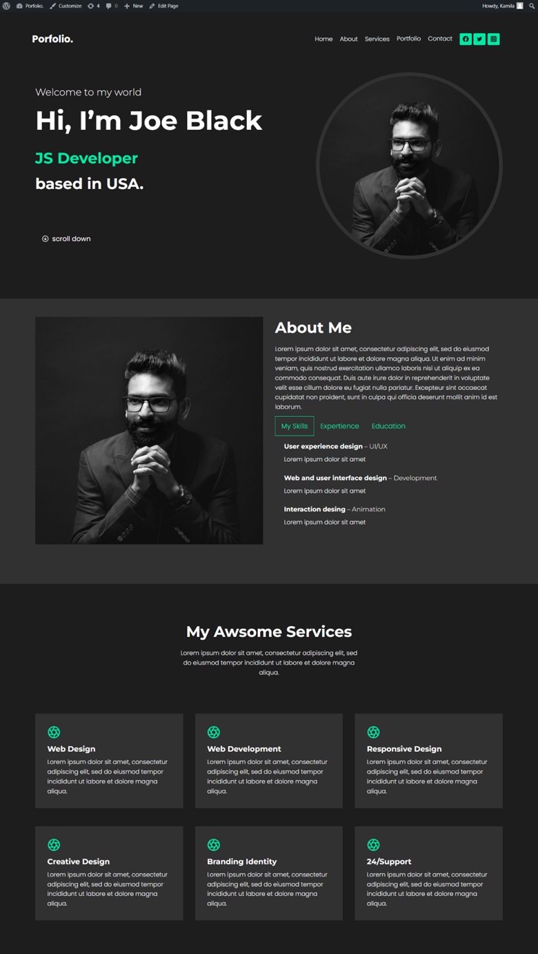 Portfolio Website WordPress - Kadence child theme - Kamila's Ko-fi Shop ...