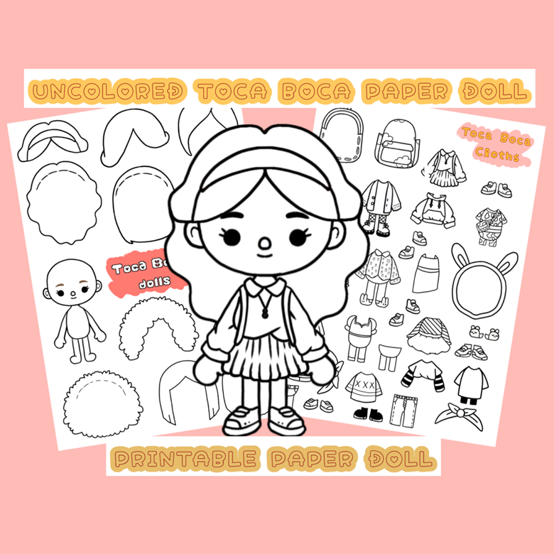 Color Toca Boca Paper Doll and Clothes / Toca Boca papercraft