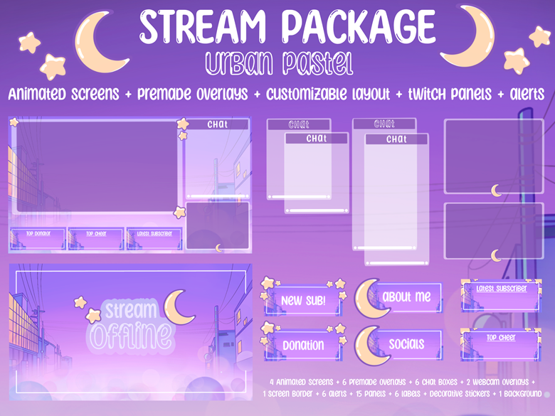 Stream package Urban Pastel | Streaming Overlay | Animated Screens ...