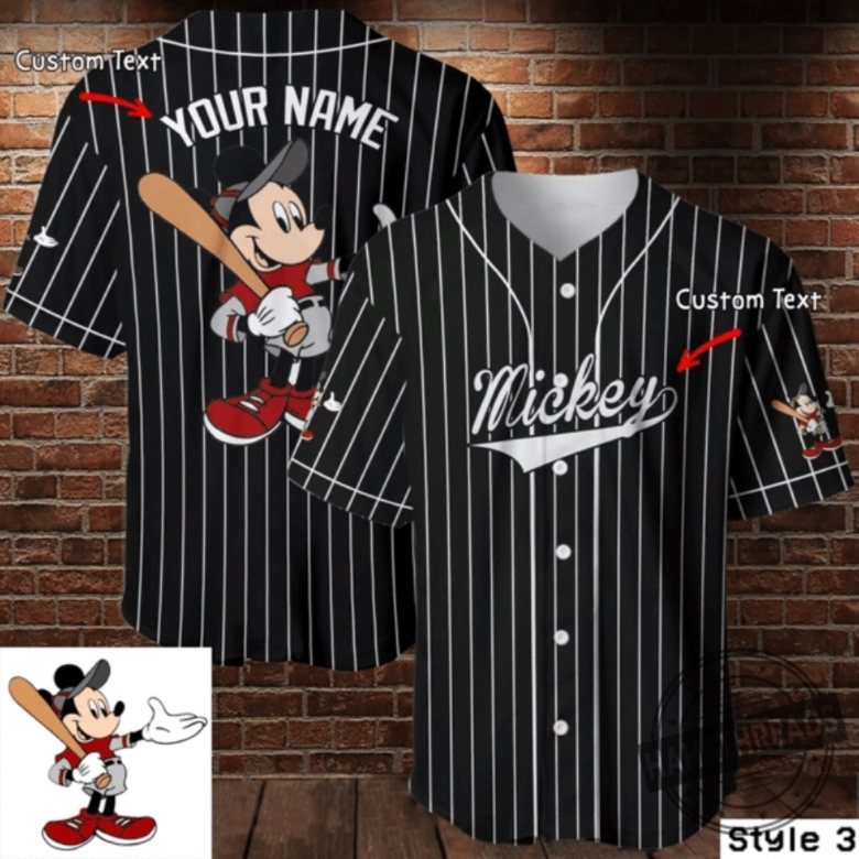 Custom Name Mickey Mouse Disney Baseball Jersey Custom Disney Baseball ...