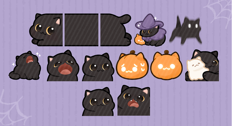 Black Cat Twitch Emote / Halloween Emote / Cute Emojis for 