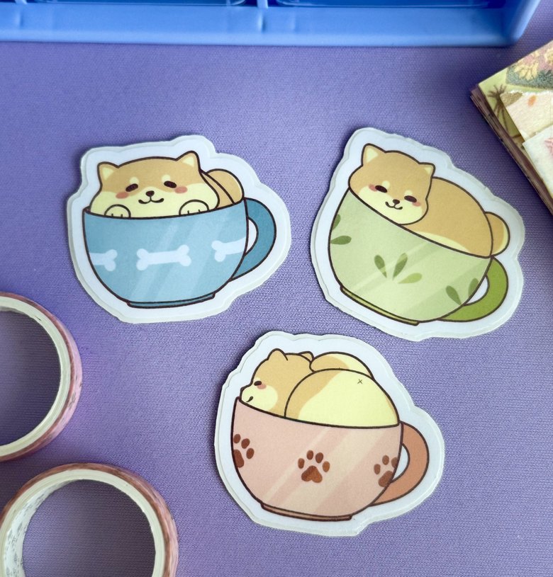 Shiba Latte Cups- Sticker - Llumisky's Ko-fi Shop - Ko-fi ️ Where ...