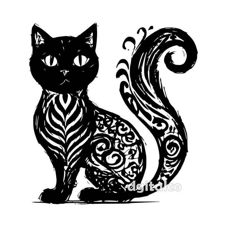 Vectorized Maori Cat Sketch - Vector Graphics for Unique Artistic ...