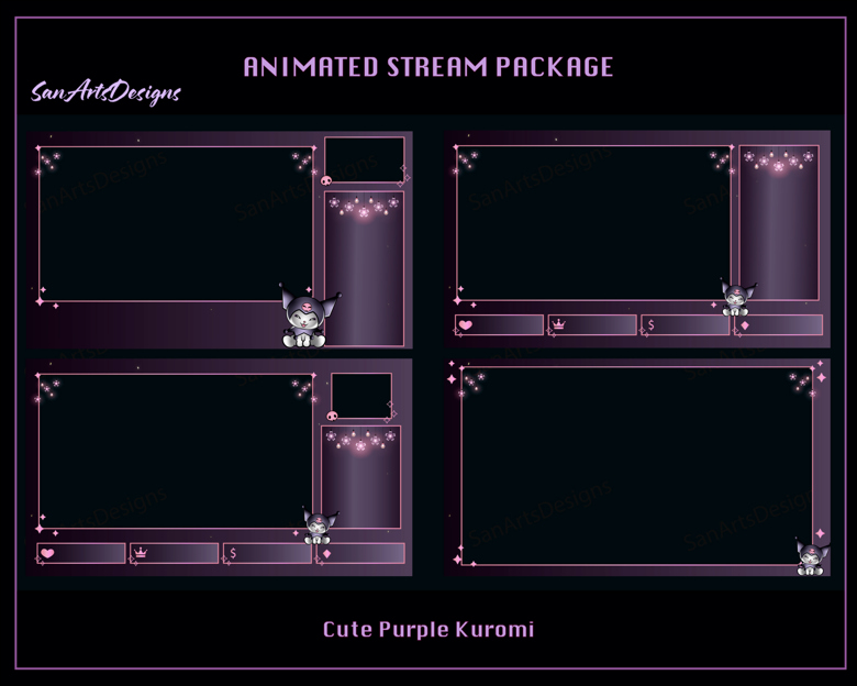 Cute Kuromi Stream Overlay Bundle for Streamers, OBS, StreamLabs ...