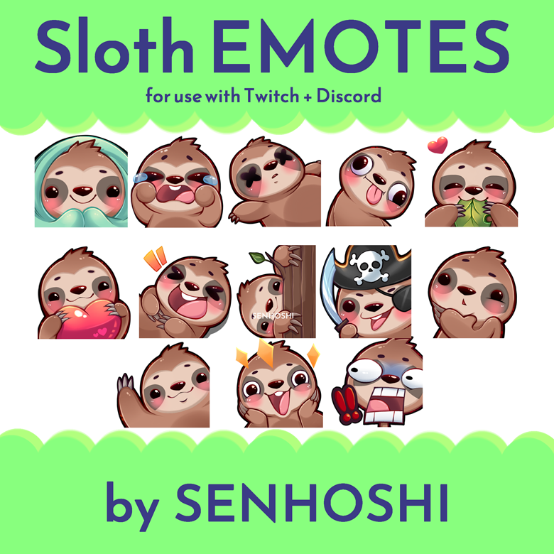 Sloth Emotes [Batch] - Senhoshi's Ko-fi Shop - Ko-fi ️ Where creators ...