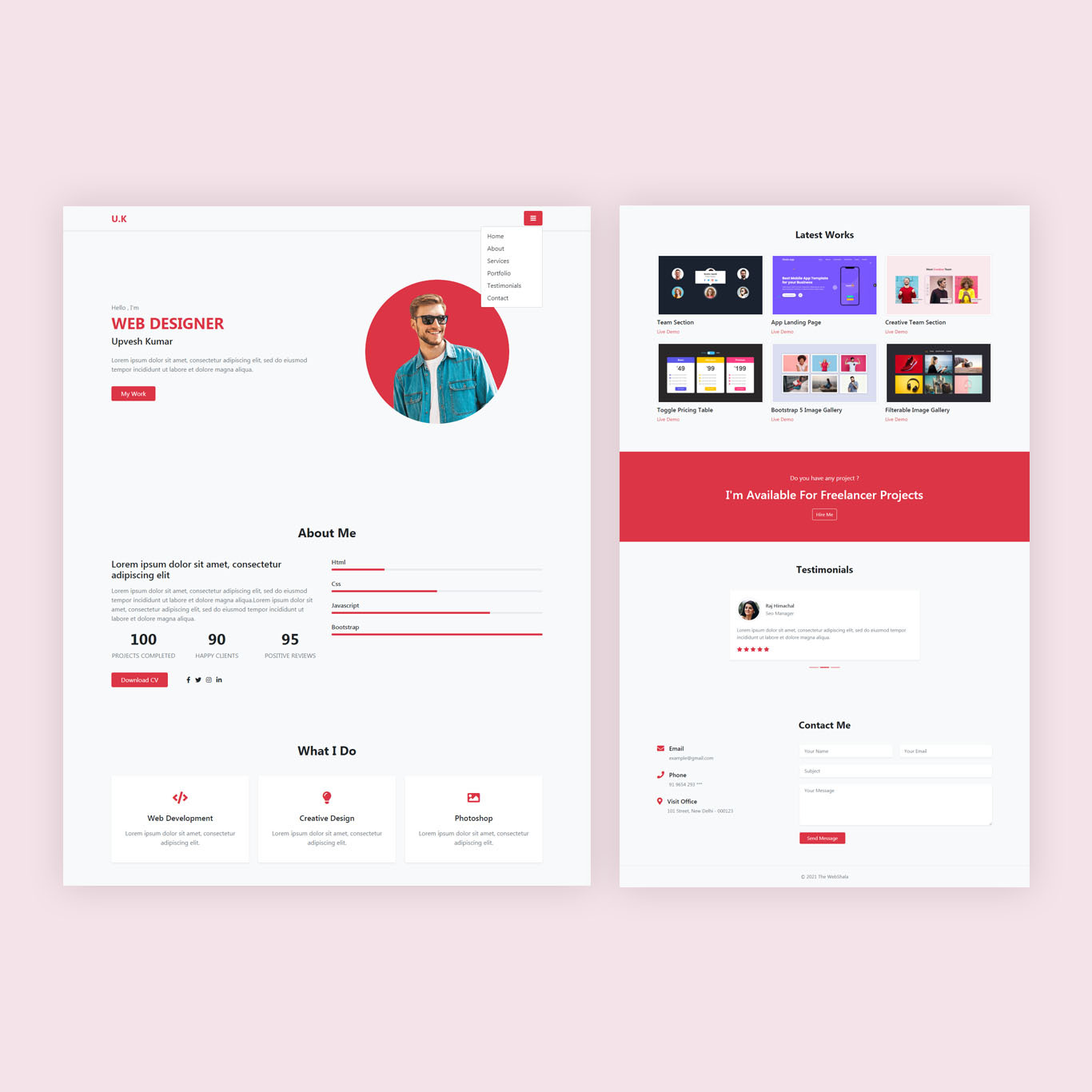 Portfolio Website using only Bootstrap 5 - The WebShala's Ko-fi Shop