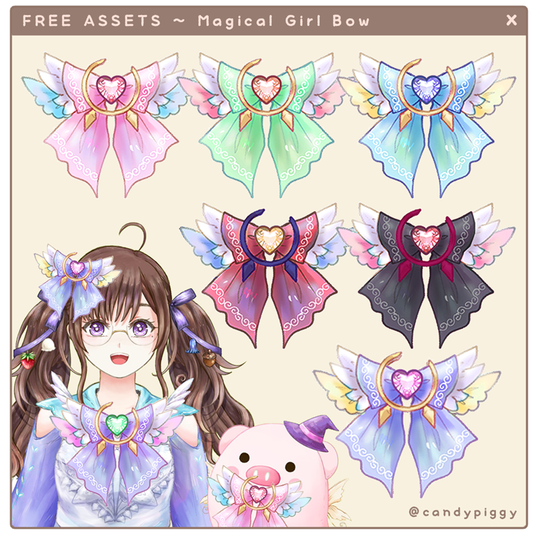 MAGICAL GIRL BOW Free Vtuber Asset - candypiggy's Ko-fi Shop - Ko-fi ️ ...