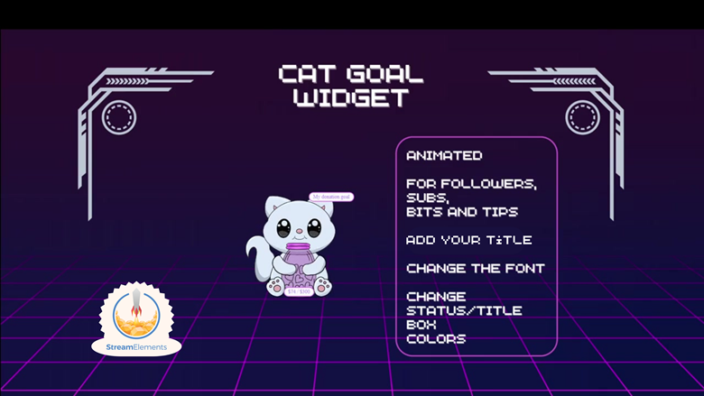 Cute Animated Cat Twitch Goals & Chat Widgets Kitty on the 