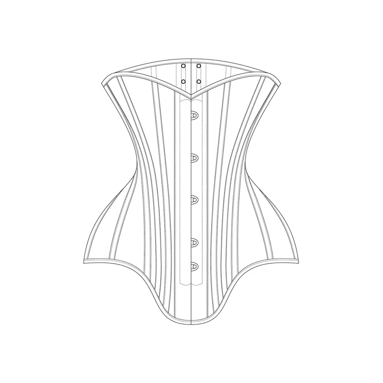 Dessin technique du corset de 1900 en 4 panneaux