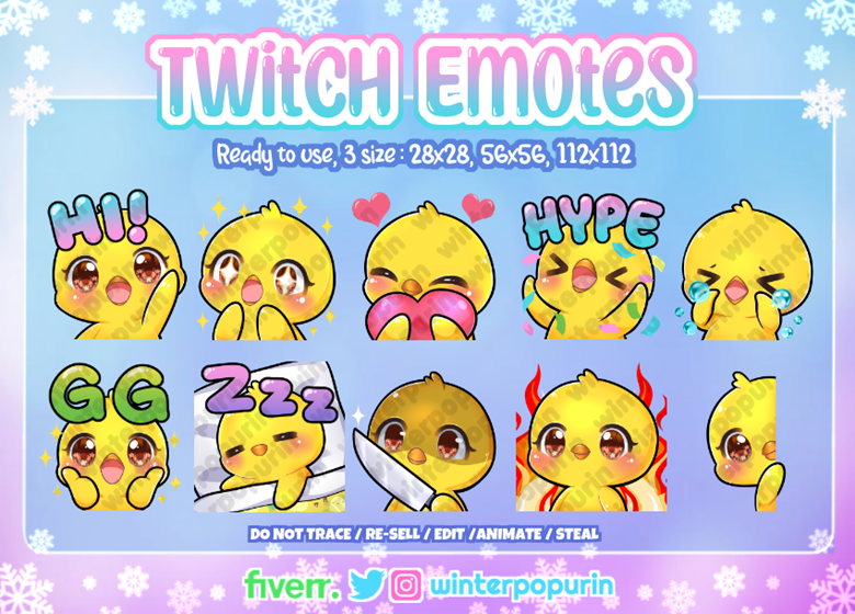 Little Baby Duck / Chick / Bird Twitch Emotes - Winterpopurin's Ko-fi ...