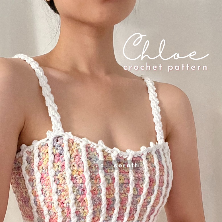 CHLOE (bralette, crop top, skirt, and dress) | PDF Crochet Pattern - Janice  // @__seratt's Ko-fi Shop