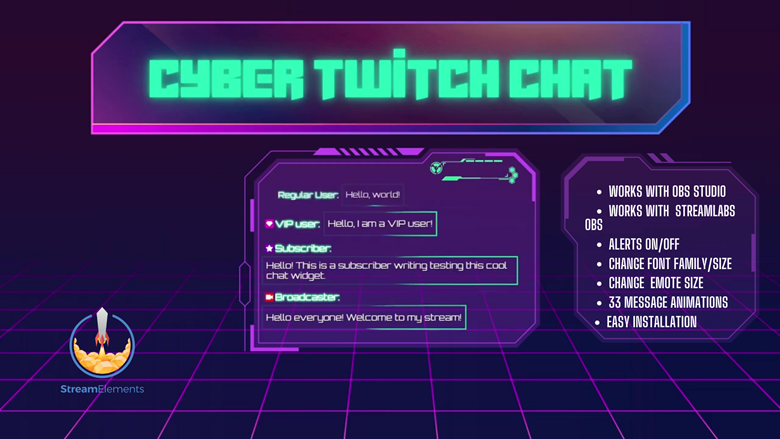 Cyberpunk Inspired Twitch Widget Stream Chat Overlay Streamelements 