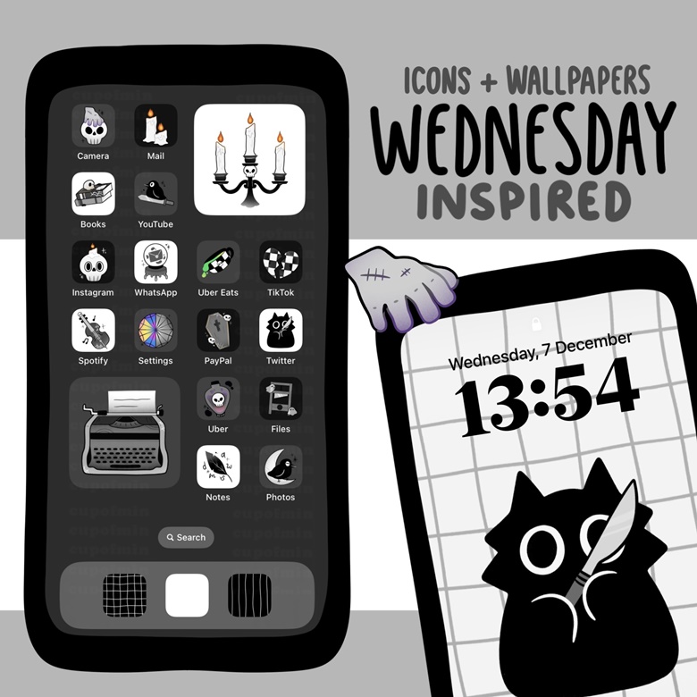 Cat Icon Set for Ios and Android / 24 Icons / Wallpapers / 