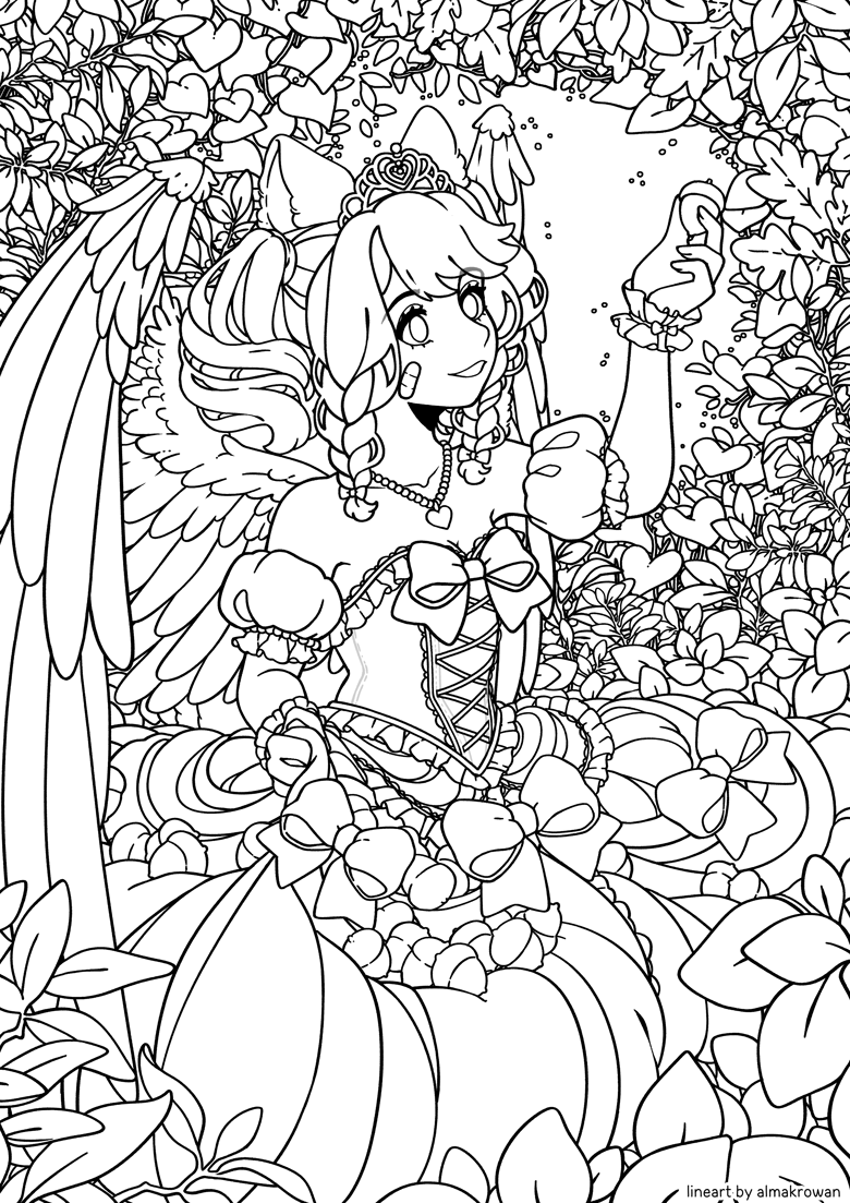 Coloring Page - Mari and Acorns - Alma K. Rowan's Ko-fi Shop - Ko-fi ️ ...