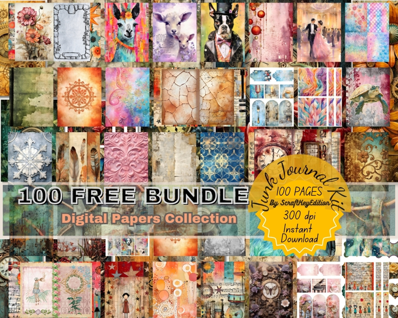 100 Free Junk Journal Printables. Mega BUNDLE Freebies