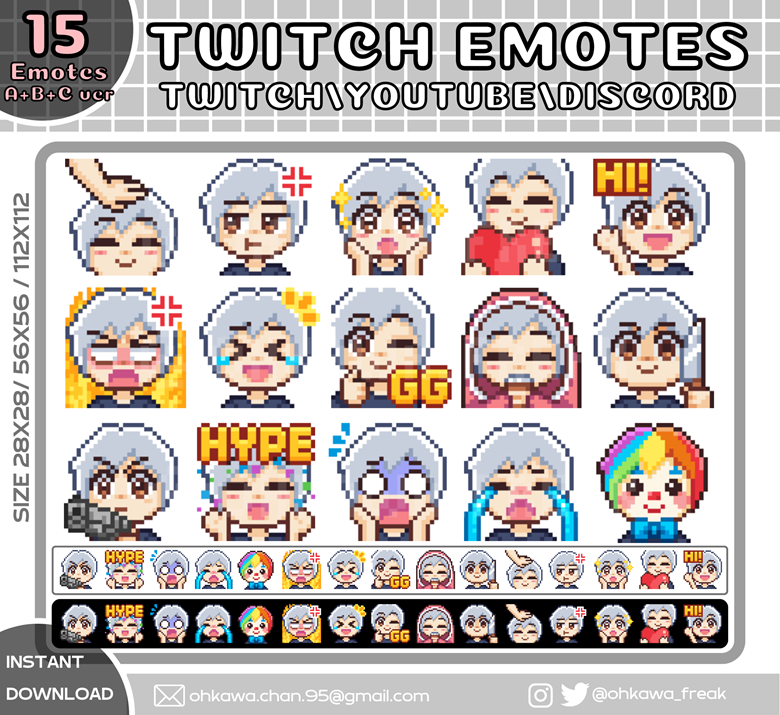 15 OHSHC Hikaru STATIC Emotes for Twitch  Discord 