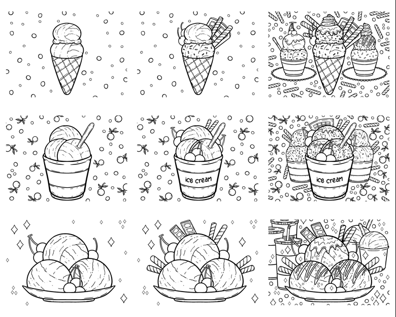 ArtCreativity Ice Cream Coloring Books for Kids, Set of 12, 5 x 7