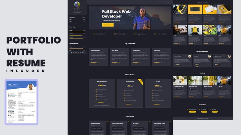 Developer portfolio website + CV | HTML SASS JavaScript - IsraTech's Ko ...